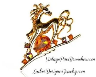 Vintage Topaz Rhinestone Pave Diamond Horse Brooch Pin, Equestrian Equine Pins Brooches Jewelry, Ladies Designer Fashion Jewelry Horses