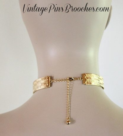 Gold Tone Cuff Necklace For Woman, Vintage Choker Collar Torque Necklace Jewelry, Ladies Designer Jewelry, Vintage Pins Brooches Necklaces