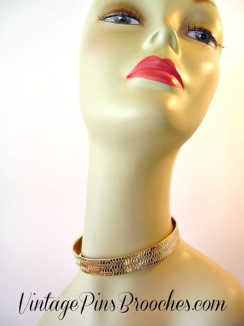 Vintage Choker Collar Necklace, Cuff Necklace, Neck Ring, Ladies Designer Jewelry, Vintage Pins Brooches