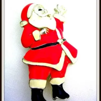 Vintage Santa Clause Brooches Pins Christmas Jewelry, Red White Black Enamel Santa Clause Brooch Pin, Ladies Women's Designer Holiday Jewelry Brooch Pin, Xmas Pins