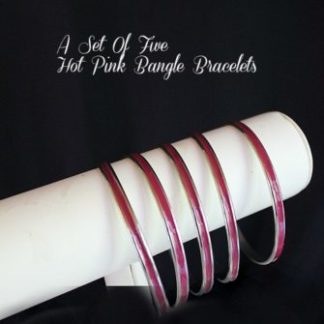 vintage 1970's set of 5 hot pink enamel bangle bracelets bangles, ladies designer fashion jewelry retro