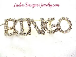 Casino Gaming Bingo Diamond Crystal Rhinestone Chanel Set Pin Brooch, Bingo Brooches Pins