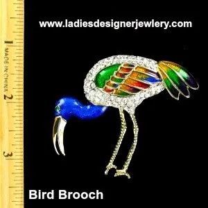 Large Vintage Rhinestone Blue Crane Heron Pin Brooch Bird Pins, Birds Cranes Brooches Pins Jewelry, Animals Tropical Birds Fashion Women's Pin