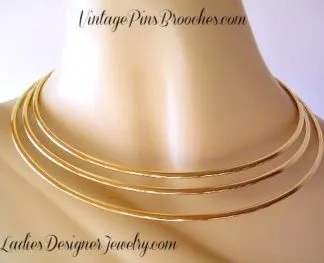 Minimal Choker Collar Necklace Neck Ring Vintage, Gold, Ladies Designer Jewelry, Women's Necklaces