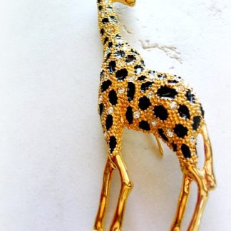 Vintage Giraffe Animal Pin Jewelry With Black Enamel Rhinestones Brooch, Giraffes Wild Safari African Animals Pin 550, Vintage Giraffe Pins Brooches Jewelry Woman