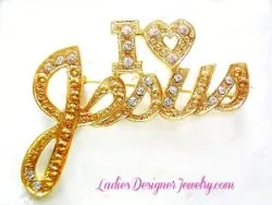 I Love Jesus Heart Crystal Rhinestone Brooch Pin Jewelry Pins, Vintage Jesus Heart Pin 6H1