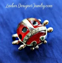 Vintage Ladybug Pave Crystal Rhinestones Pin Brooch Red Black Insect Bug, Red Black Ladybug Insect Pin 3NK, Crystals Pave Diamond Lady Bug Broche Pins