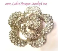 Vintage Diamond Rhinestone Rose Flower Pin Brooch Flowers Jewelry, Roses Pins Brooches Jewelry Flowers, Weddings Brides Bridal Hair Gown Accessory Pin