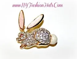 Vintage Bunny Rabbit Ladies Dress Pin Brooch Rhinestone Designer Jewelry Pins, Pave Rhinestone Pink Enamel Bunny Rabbit Fashion Designer Brooches Pins Womens