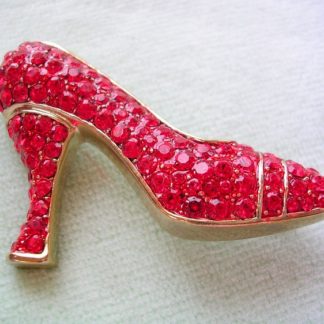 Vintage Ruby Red Rhinestone Wizard Of Oz Shoe Ruby Slippers Brooch Pin, Red High Heel Shoes Brooches Pins Designer Fashion Jewelry Women Ladies