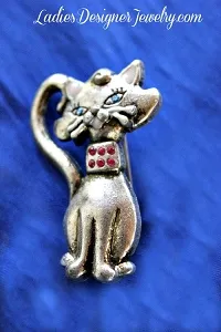 Vintage Pewter Stampted AJMC Cat Pin Brooch Pink Rhinestones Siamese, Vintage Pewter Cat AJMC Pin Cats 22C, Rhinstones Grey Pink Cats Brooch