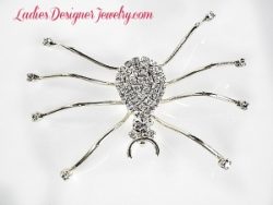 Vintage Large Spider Pin Pave Rhinestone Brooch Jewelry Spiders, Long Legged Spider Crystal Brooch 33P