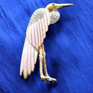 Vintage Stork Pins Brooches, Storks, Ladies Designer Stork Fashion Jewelry Pin Brooch, Crane Heron Animal Tropical Bird Of Paradise Pin Brooch