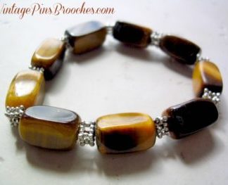 Tigers Eye Multi Brown Semi Precious Bracelet, Gemstone Bracelets, Vintage Bracelet Women's Designer Jewelry, Ladies Chunk Stone Bracelet