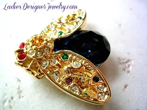 Vintage Blue Sapphire Rhinestone Fly Insect Bug Bee Pin Brooch Jewelry, flys insects brooches pins rhinestones