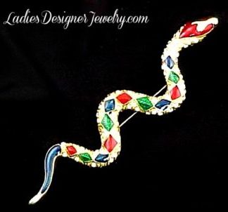 Vintage Rhinestone Diamondback Rattlesnake Pin Brooch Jewelry Snakes