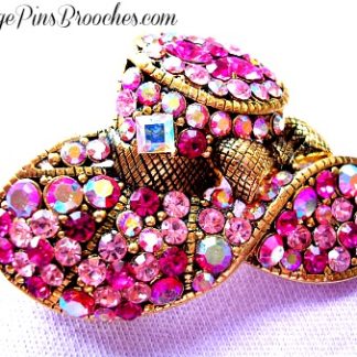 Vintage Pink Sapphire Rhinestone Designer Hat Brooch Pin, Great Gatsby, Pink Hat Society Brooches Pins Designer Fashion Women's Ladies Jewelry Hats