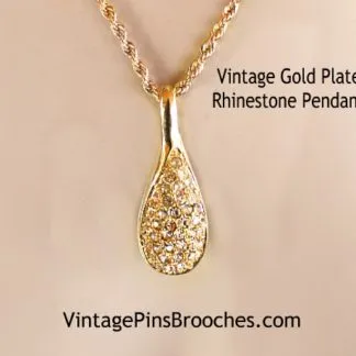 Women's Double Sided Vintage Crystal Rhinestone Drop Pendant, Ladies Designer Pendants Jewelry