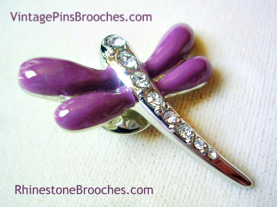 Women's Purple Dragonfly Pin Brooch Vintage